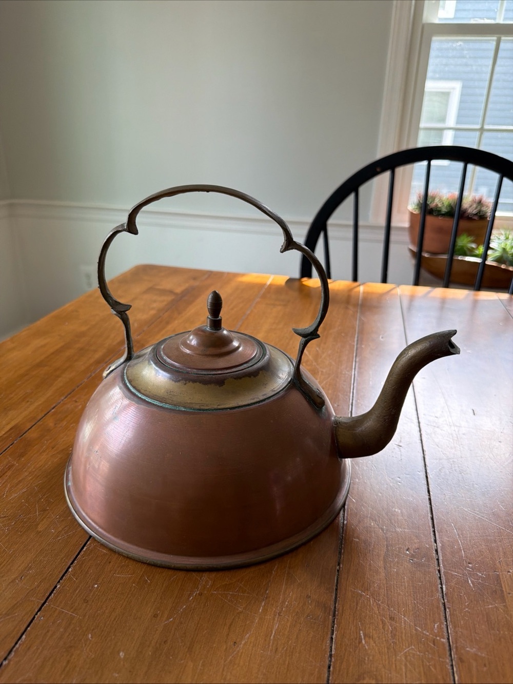 Ethan Allen Copper Teakettle with Brass Accents - Copper & Brass